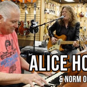 Alice Howe and Norm on his 1959 Hammond B3 Organ at Norman's Rare Guitars