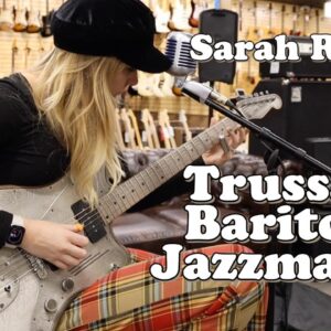 Sarah Rogo playing a Trussart Baritone Jazzmaster