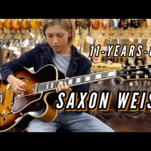 11-years-old Saxon Weiss playing a Gibson Wes Montgomery Custom L-5